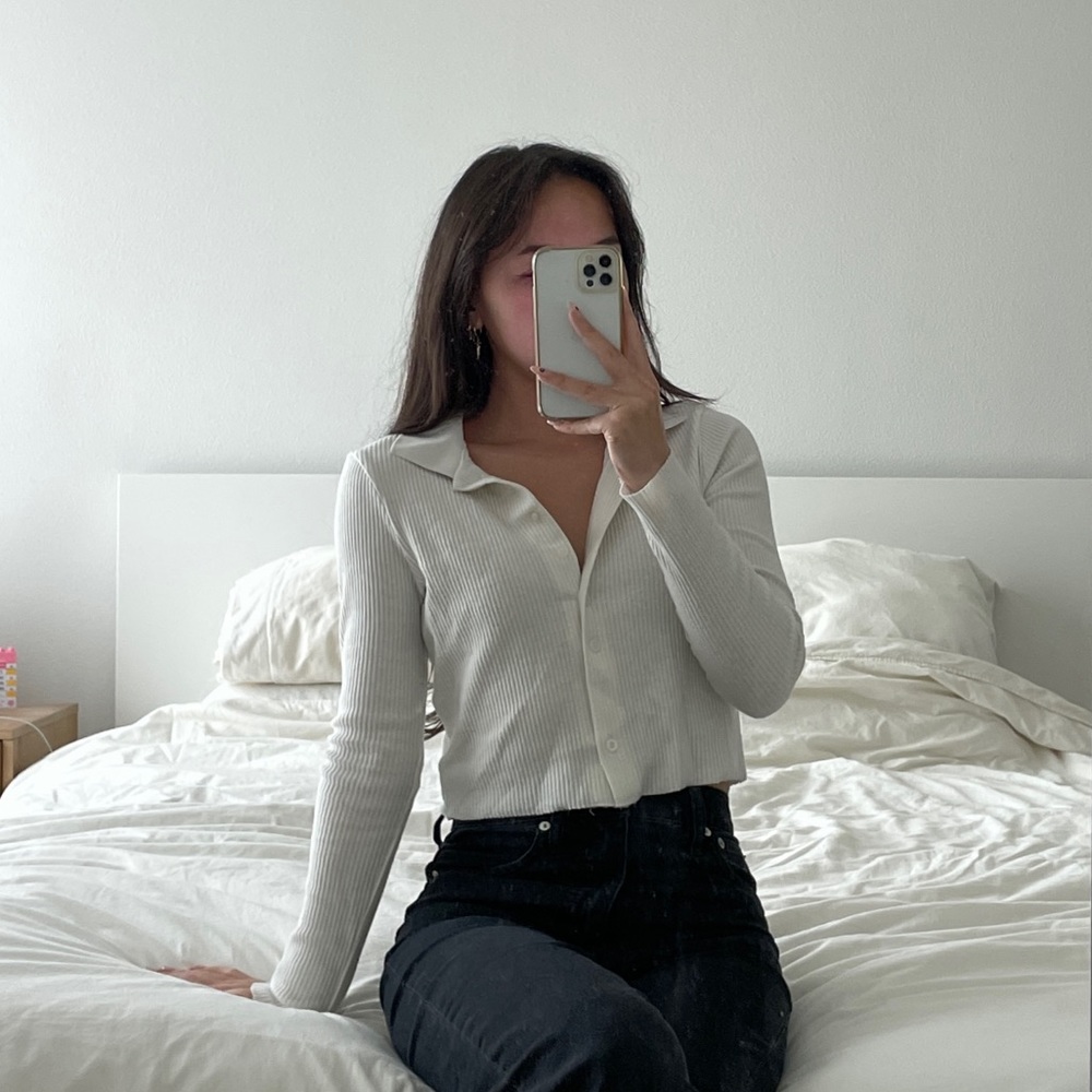 Ardene cropped button up blouse